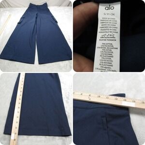 Alo Pants Womens Small Navy Show Off Cargo Wide Leg Trouser Extra Baggy 26x31